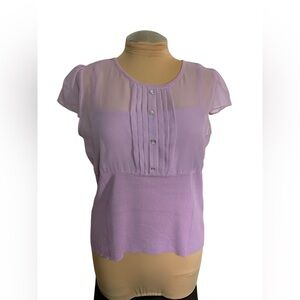 Linda Lucia Shirt Womens XL Orchid Purple Lightweight Casual Flutter Sleeve top